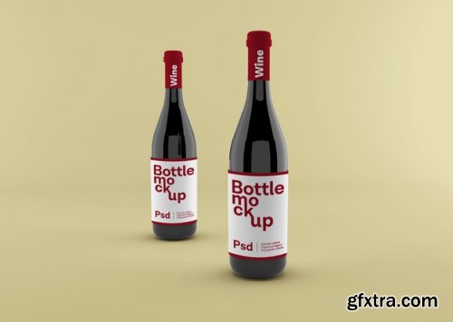 Realistic wine bottle with label mockup