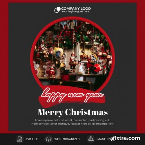 Christmas instagram post card or banner template - 15 PSD