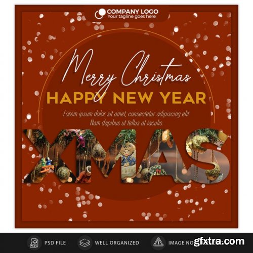 Christmas instagram post card or banner template - 15 PSD