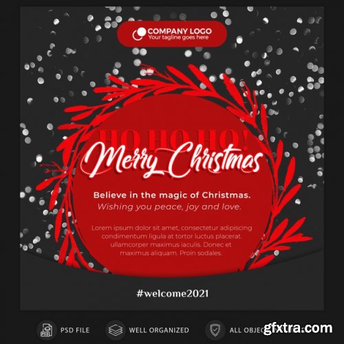 Christmas instagram post card or banner template - 15 PSD