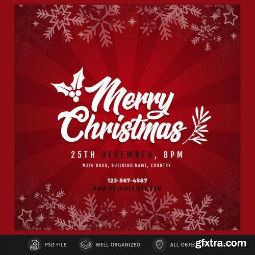 Christmas instagram post card or banner template - 15 PSD