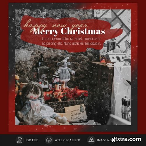 Christmas instagram post card or banner template - 15 PSD