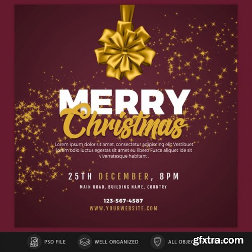 Christmas instagram post card or banner template - 15 PSD