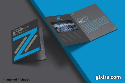 Double bifold brochure mockup