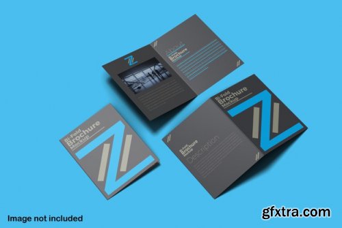 Double bifold brochure mockup