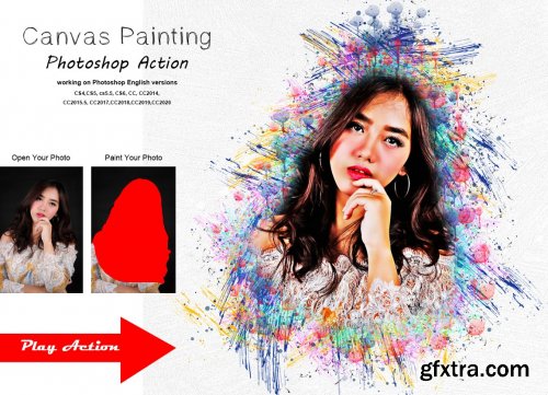 CreativeMarket - Canvas Painting Photoshop Action 5370490