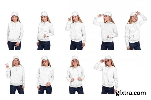 CreativeMarket - Female Hoodie & Baseball Cap Mockup 5336872