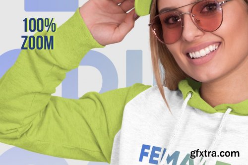 CreativeMarket - Female Hoodie & Baseball Cap Mockup 5336872