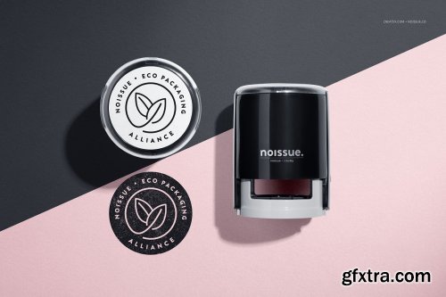 CreativeMarket - Noissue Self-inking Stamps Mockup 5370405