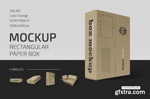 CreativeMarket - Rectangular Paper Box Mockup Set 5636839