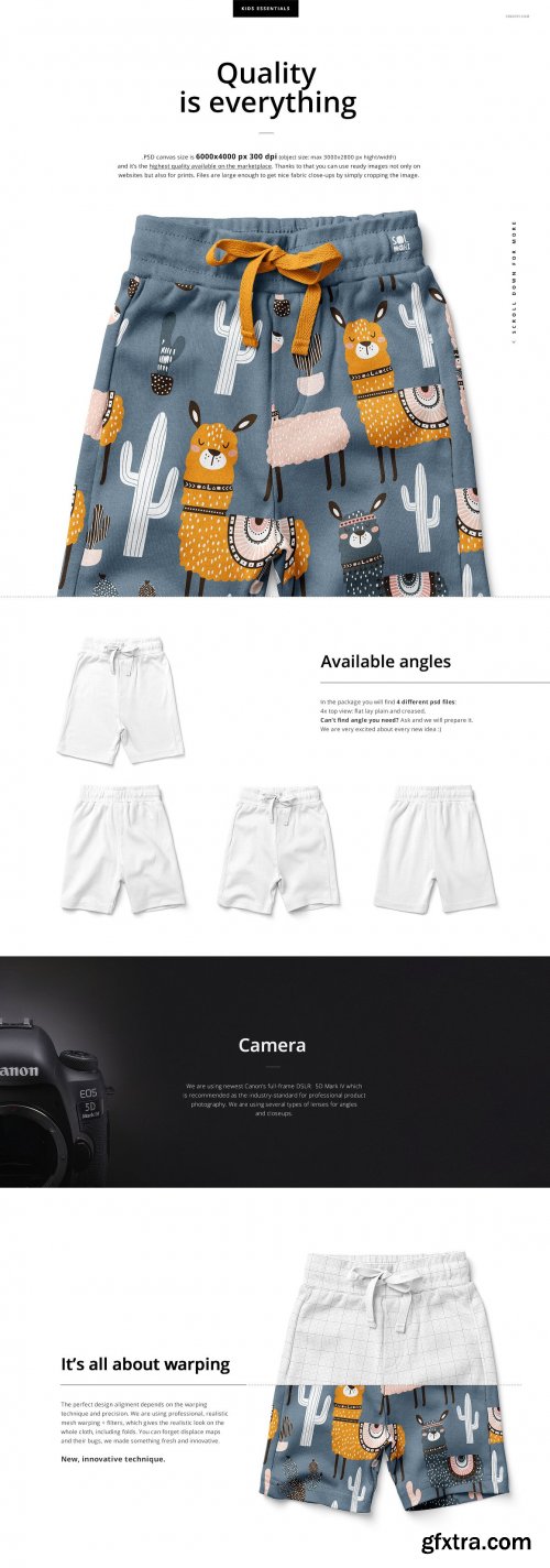 CreativeMarket - Kids Cotton Shorts Mockup Set 5498907