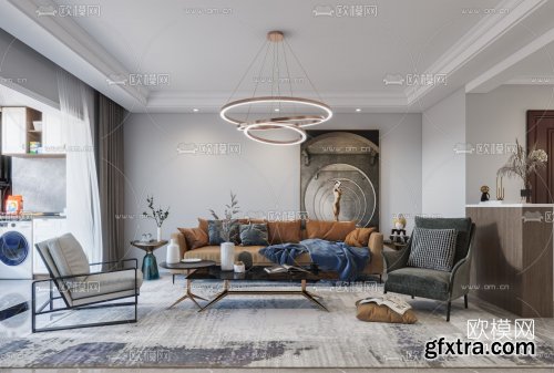 Modern Nordic Living/Dining room 03 3d model