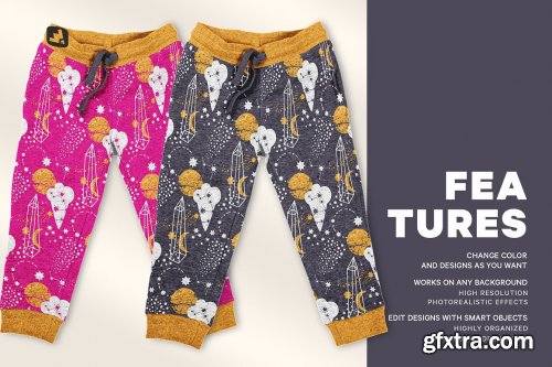 CreativeMarket - Top View Infant Track Pants Mockup 5201983