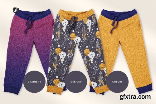 CreativeMarket - Top View Infant Track Pants Mockup 5201983