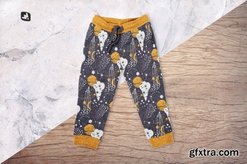 CreativeMarket - Top View Infant Track Pants Mockup 5201983