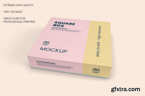 CreativeMarket - Square Box with Lid Mockups 10 Views 5652392