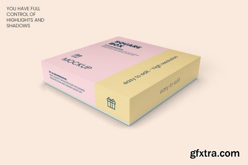 CreativeMarket - Square Box with Lid Mockups 10 Views 5652392