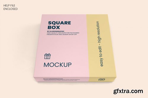 CreativeMarket - Square Box with Lid Mockups 10 Views 5652392