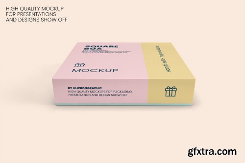 CreativeMarket - Square Box with Lid Mockups 10 Views 5652392