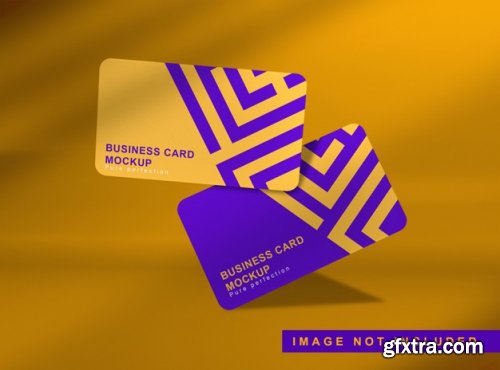 Close up on business card floating mockup