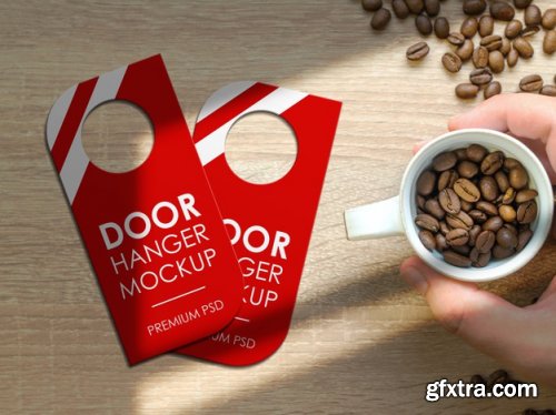 Close up on awesome door hanger mockup