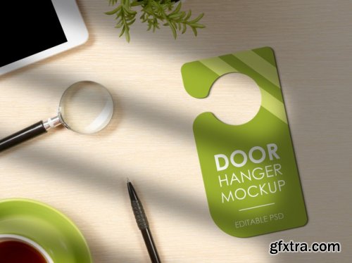 Close up on awesome door hanger mockup