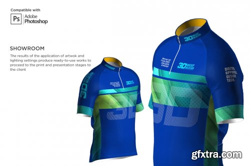 CreativeMarket - 3D Men's Cycling Jersey Half-zip LS 5539751