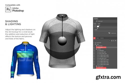 CreativeMarket - 3D Men's Cycling Jersey Half-zip LS 5539751