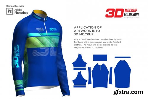 Download CreativeMarket - 3D Men's Cycling Jersey Half-zip LS 5539751