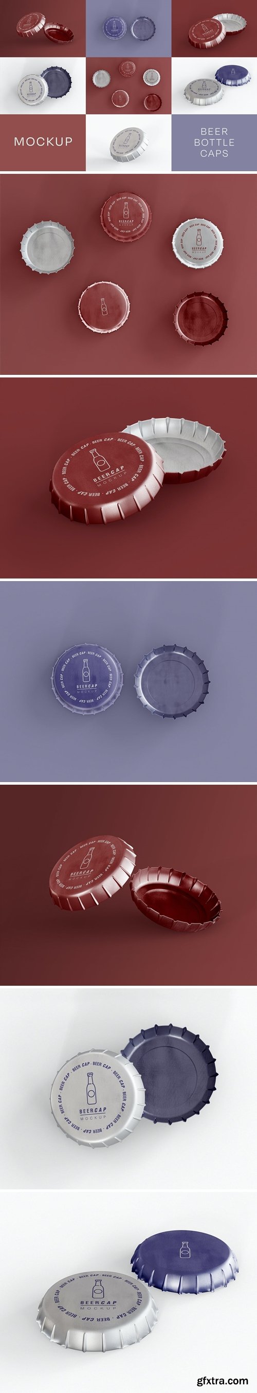 Beer Bottles Caps Mockup