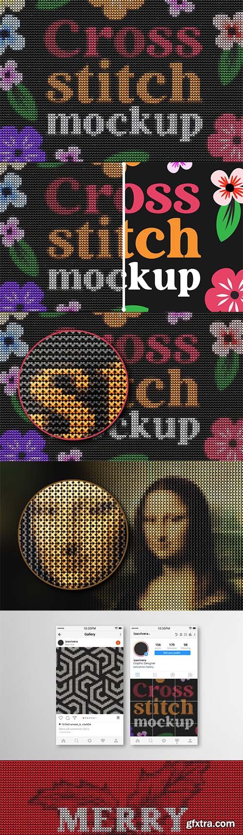 Cross Stitch Art Mockup