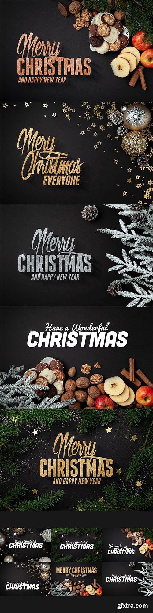 6 Christmas Backgrounds with Editable Text