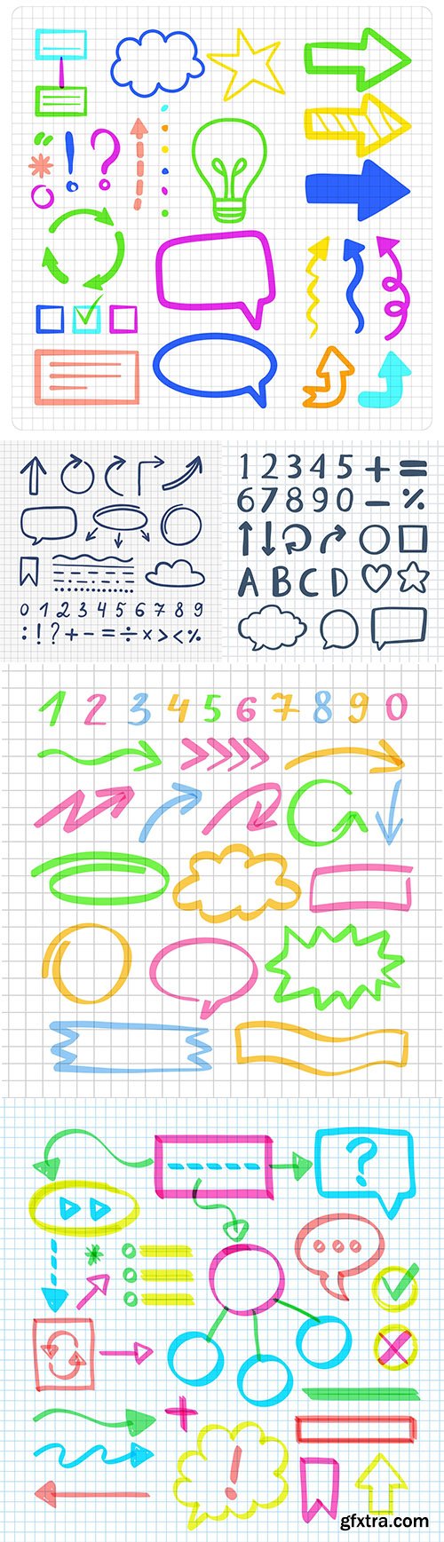 Set of school infographic elements of different colors
