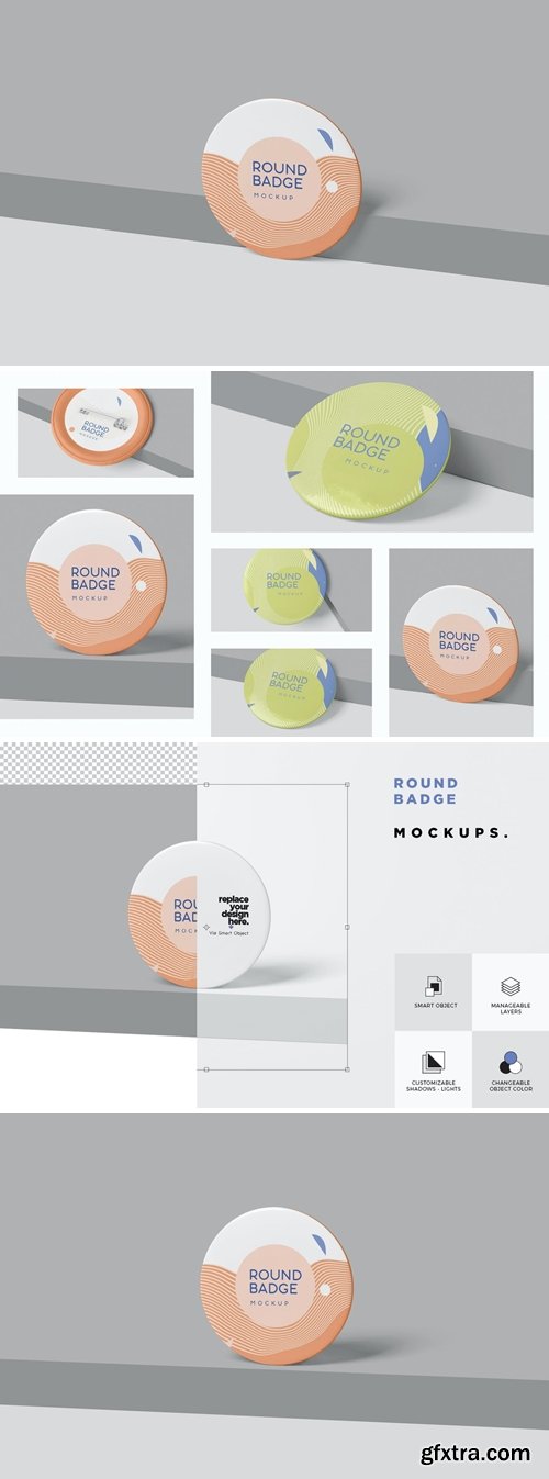 Round Badge Button Mockups