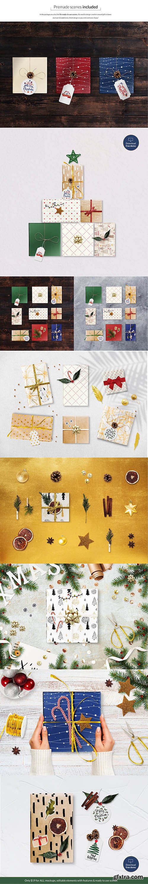 CreativeMarket - X-mas Gift Creator Bundle Mock-ups 4419674