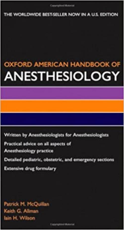  Oxford American Handbook of Anesthesiology (Oxford American Handbooks in Medicine) 