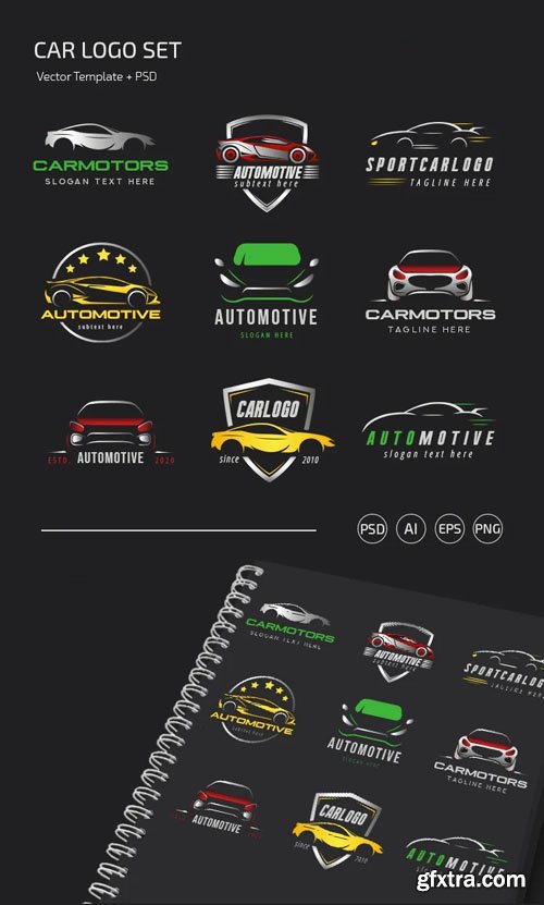 Car Logo Set Vector Templates + PSD