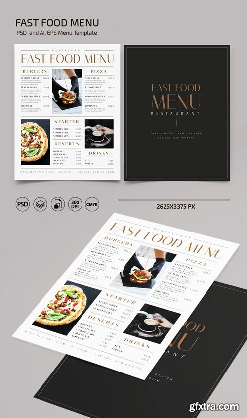 Fast Food Menu PSD Template + Ai/EPS