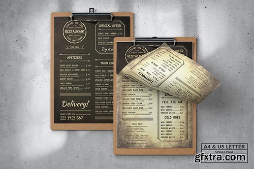 Vintage Food Menu - Single Page - A4 & US Letter