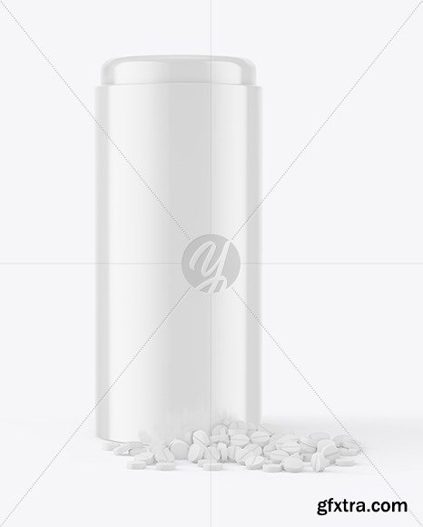 Glossy Plastic Jar with Pills Mockup 70543