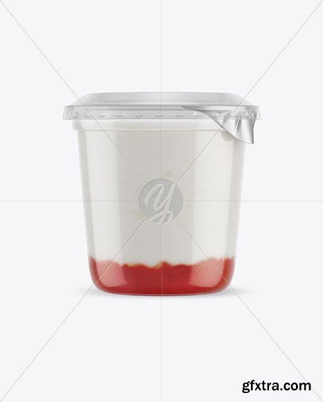 Plastic Cup with Yogurt and Strawberry Jam Mockup 70466