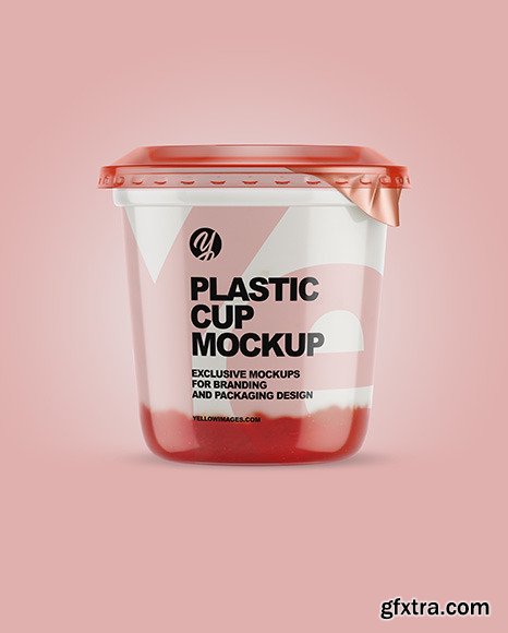 Plastic Cup with Yogurt and Strawberry Jam Mockup 70466