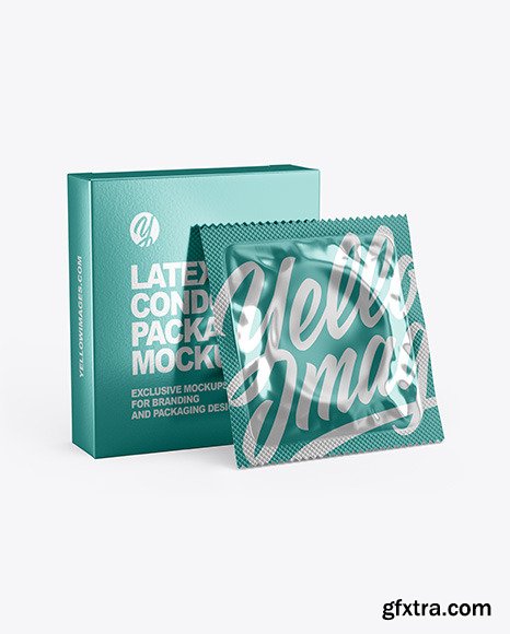 Glossy Metallic Condom Packaging Mockup 70503