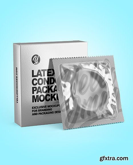 Glossy Metallic Condom Packaging Mockup 70503