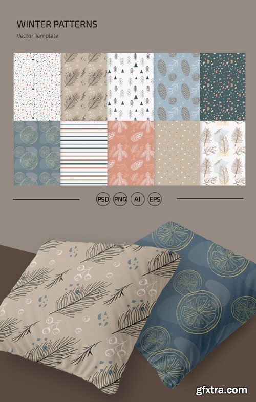 Winter Patterns Vector Templates + PSD