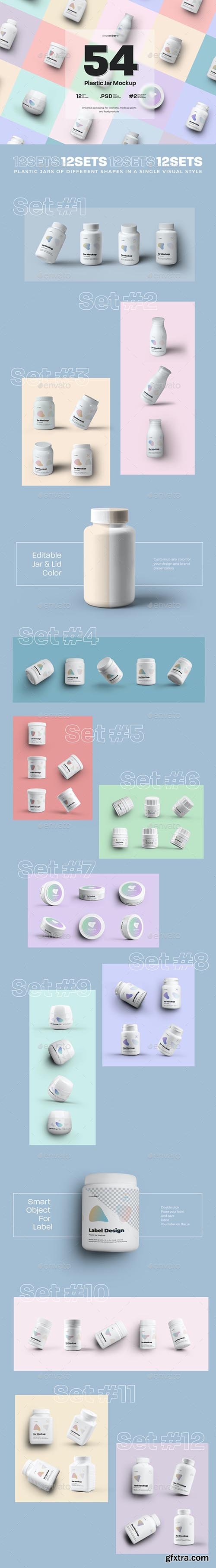 GraphicRiver - 54 Mockups of Plastic Jars ( 12 different sets ) 29576114