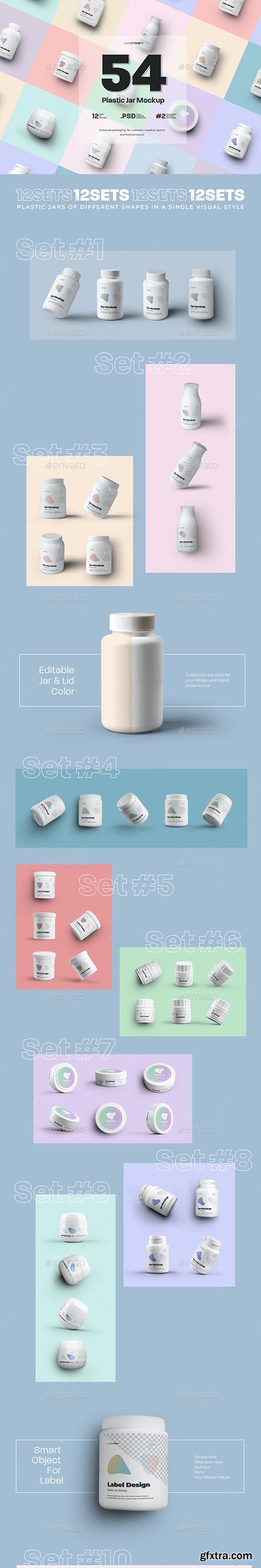 GraphicRiver - 54 Mockups of Plastic Jars ( 12 different sets ) 29576114
