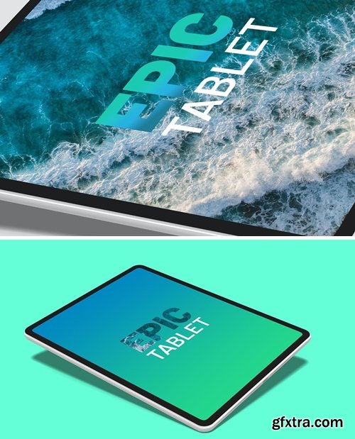 Isometric Floating iPad - Mockup