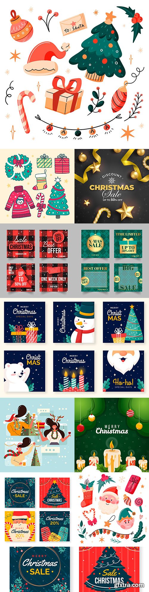 Christmas sale on instagram and painted theme elements
