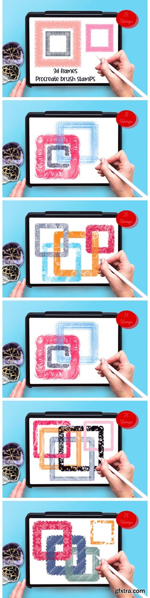 3 D Frames 20 Procreate Brush Stamps 6917790